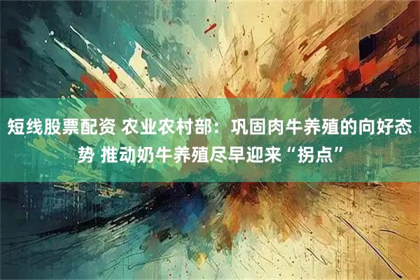 短线股票配资 农业农村部：巩固肉牛养殖的向好态势 推动奶牛养殖尽早迎来“拐点”